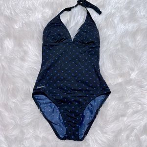 Speedo black/blue polka dot one piece swimsuit size‎ 8
